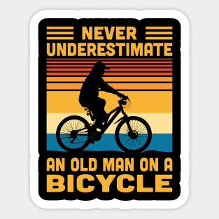 Never Underestimate An Old Man On A Bicycle Sticker